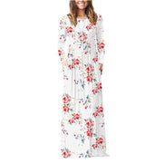 Pocket Dress Round Neck Waist Long Skirt