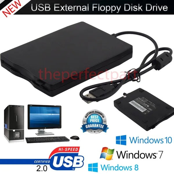 3.5' USB 2.0 Data External Floppy Disk Drive 1.44MB For Laptop PC Win 7 8 10 Mac
