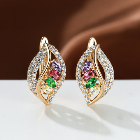 Ins Leaf-shaped Rhinestones Earrings Fashion Unique Zircon-encrusted Stud Earrings Women&