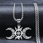 Triple Moon Celtic Knot Pendant Necklace