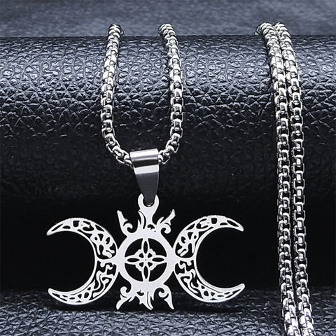 Triple Moon Celtic Knot Pendant Necklace
