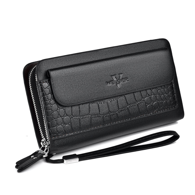 Retro Multiple Card Slots Double Zip Wallet Men