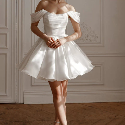 White Off-shoulder French Dress Women