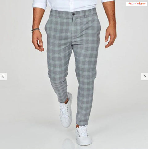 Plaid Print Pants Men&