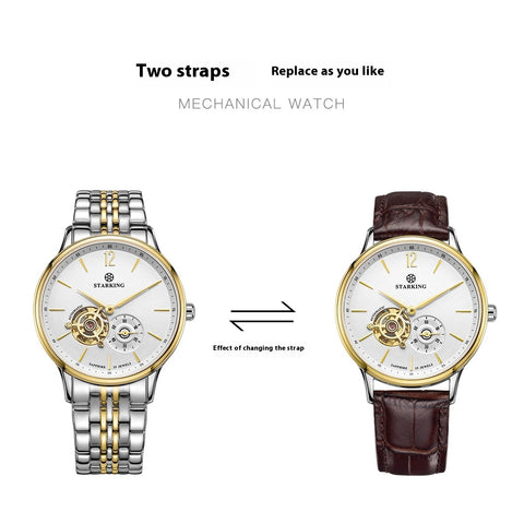 Automatic Mechanical Business Hollow Small Three-needle Waterproof Men&
