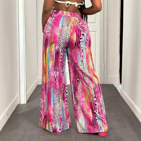 Colorful Pattern Trousers Loose Breathable Women&