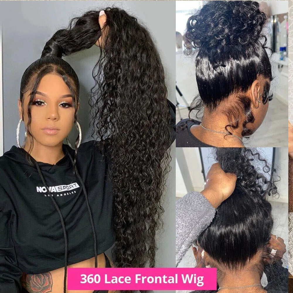 250 Density 360 Full Hd Lace Front Human Hair Wig Pre Plucked 30 Inch Glueless Wig 13X6 Deep Curly Wave Frontal Wig Human Hair