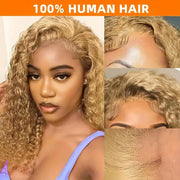 30 36 Inch Honey Blonde Wig Human Hair 13X6 Water Deep Wave Frontal Wig 13X4 Curly Hd Lace Front Pre Plucked #27 Colored Wigs