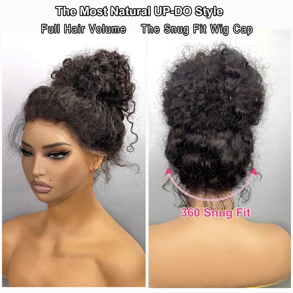250 Density Invisible Strap 360 HD Full Lace Glueless Wig Deep Wave Frontal Wig Human Hair 30 Inch Water Wave Lace Front Wig