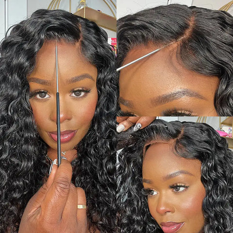250 Density Invisible Strap 360 HD Full Lace Glueless Wig Deep Wave Frontal Wig Human Hair 30 Inch Water Wave Lace Front Wig