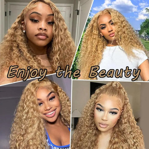 30 36 Inch Honey Blonde Wig Human Hair 13X6 Water Deep Wave Frontal Wig 13X4 Curly Hd Lace Front Pre Plucked 