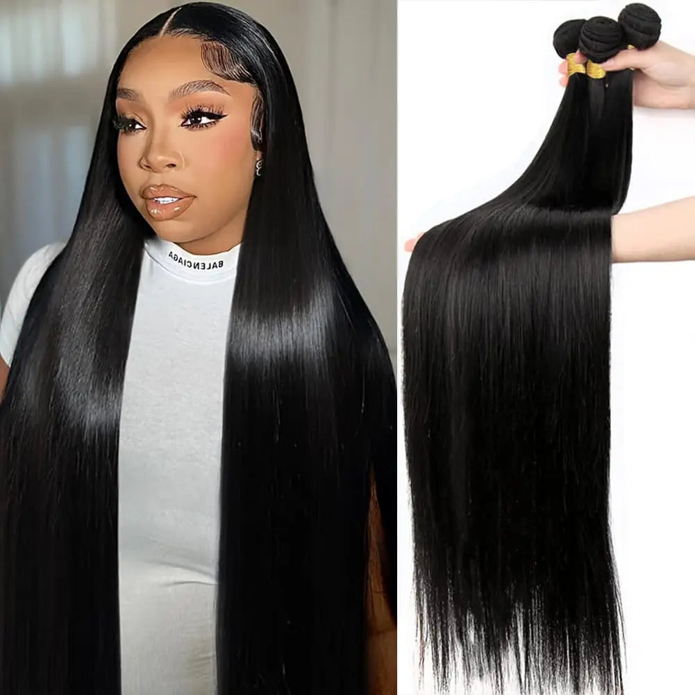 8-30 Inch Straight Human Hair Bundles 12A 100% Human Hair Extensions Natural Black Brazilian Hair Weave Bundles 1/3/4pcs Bundles