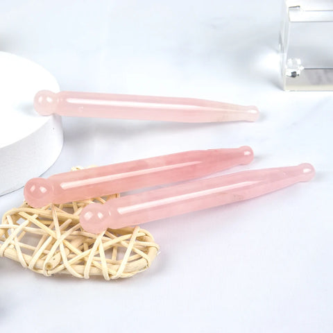 Eye Massage Pen Natural Rose Quartz Stone Acupuncture Wand Face Gua Sha Tool Skin Lifting Care Massager Health Beauty Product