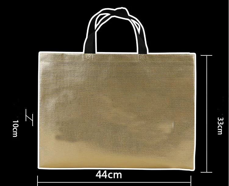 200pcs Custom Logo bags Gold shopping tote bags with logo Non woven bags Silvery clothes bags Shoes bags Three size