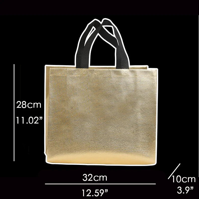 200pcs Custom Logo bags Gold shopping tote bags with logo Non woven bags Silvery clothes bags Shoes bags Three size