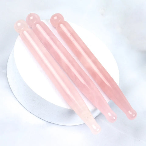 Eye Massage Pen Natural Rose Quartz Stone Acupuncture Wand Face Gua Sha Tool Skin Lifting Care Massager Health Beauty Product