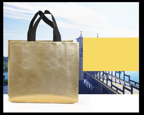 200pcs Custom Logo bags Gold shopping tote bags with logo Non woven bags Silvery clothes bags Shoes bags Three size