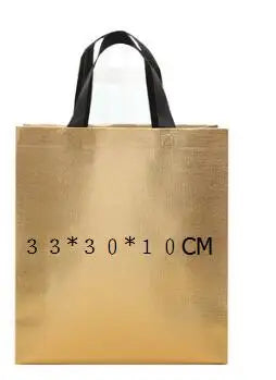 200pcs Custom Logo bags Gold shopping tote bags with logo Non woven bags Silvery clothes bags Shoes bags Three size