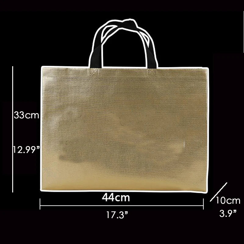 200pcs Custom Logo bags Gold shopping tote bags with logo Non woven bags Silvery clothes bags Shoes bags Three size