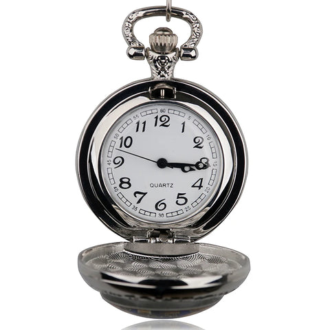 Fashion Movie Theme Flower Pattern Pocket Watch Women Children Pendant Necklace Jewelry Watches Gift