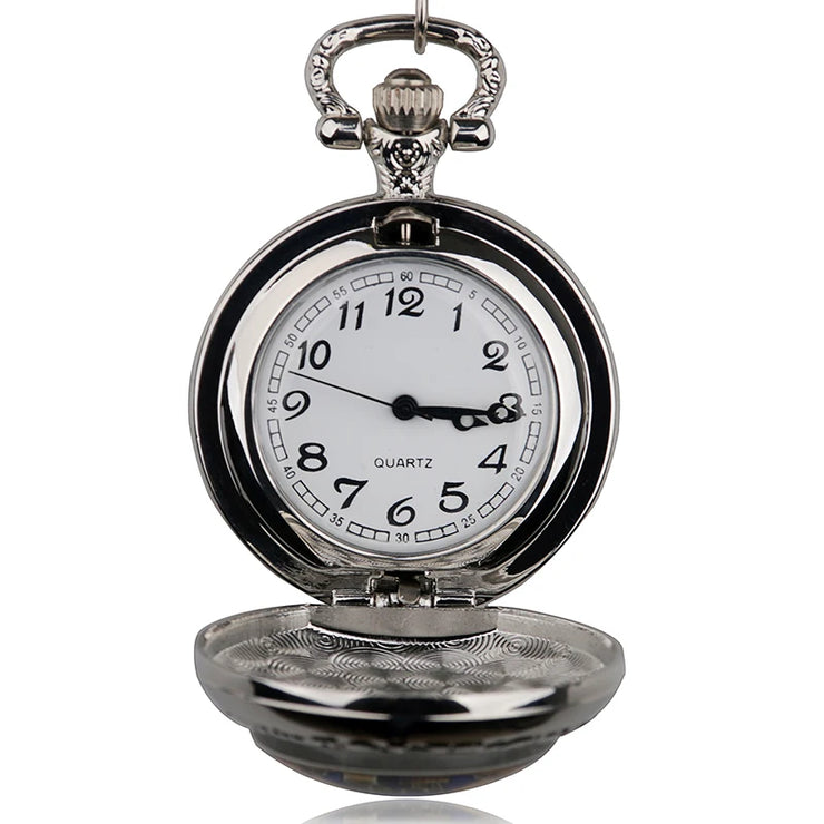 Fashion Movie Theme Flower Pattern Pocket Watch Women Children Pendant Necklace Jewelry Watches Gift