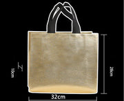 200pcs Custom Logo bags Gold shopping tote bags with logo Non woven bags Silvery clothes bags Shoes bags Three size