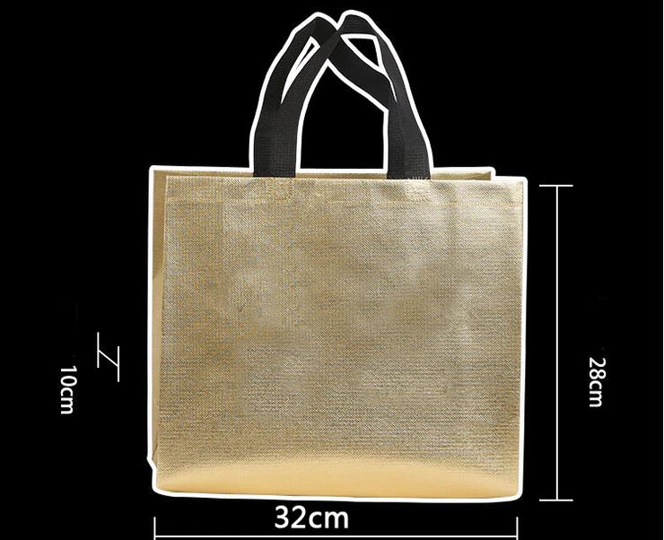 200pcs Custom Logo bags Gold shopping tote bags with logo Non woven bags Silvery clothes bags Shoes bags Three size