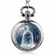 Fashion Movie Theme Flower Pattern Pocket Watch Women Children Pendant Necklace Jewelry Watches Gift