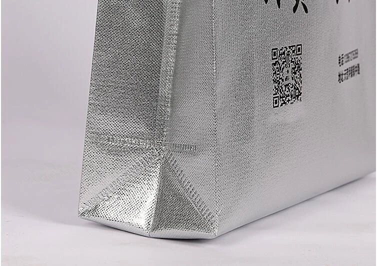 200pcs Custom Logo bags Gold shopping tote bags with logo Non woven bags Silvery clothes bags Shoes bags Three size
