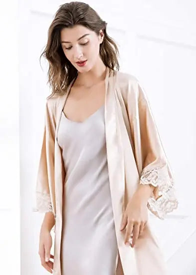 Women Sexy Imitation Ice Silk Sleepwear Ladies Sleepwear Hot Sale Half Sleeve Nightgowns Sleepwear Nightdresses