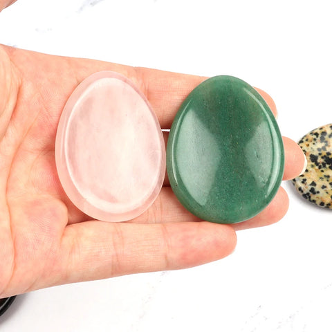 Face Gua Sha Tool Worry Thumb Stone Palm Gemstone Rose Quartz Hand Massage Skin Care Body Natural Crystal Mineral Beauty Product