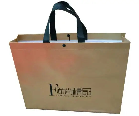 200pcs Custom Logo bags Gold shopping tote bags with logo Non woven bags Silvery clothes bags Shoes bags Three size