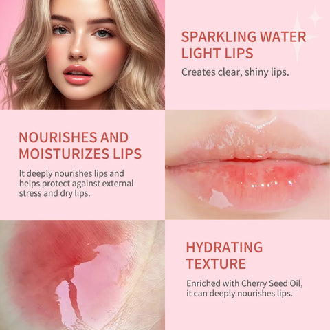 W1 Piece 8.3ml Moisturizing and Volumizing Lip Gloss Oil, Hydrating Lip Glow Oil, Lip Care Beauty Product, Tinted Lip Oil
