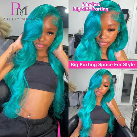 13x6 Cyan Blue Lace Front Wig Body Wave Light Green Lace Front Wig Human Hair Pre Plucked Blonde 613 Lace Frontal Wigs For Women
