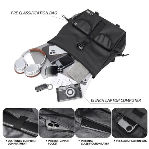 Fashion Casual Men Roll Top Shoulder Messenger Bag Large Size Outdoor Cycling Crossbody Side Bags Male Urban Trend Daypack