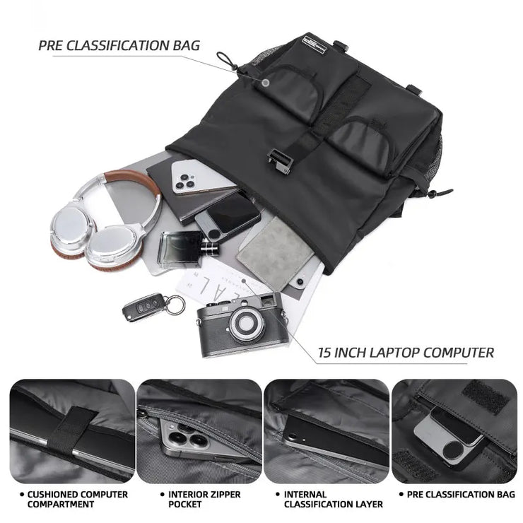 Fashion Casual Men Roll Top Shoulder Messenger Bag Large Size Outdoor Cycling Crossbody Side Bags Male Urban Trend Daypack