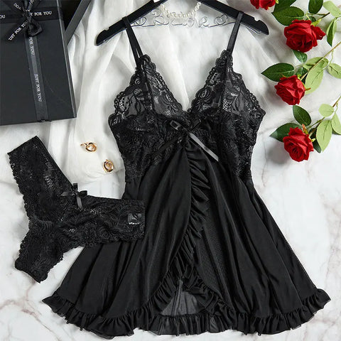 Erotic Underwear Sleepwear Sexy Lingerie Woman Transparent Porno Sexual Clothing Babydoll Underwear Crotchless Sleepwear Pajamas
