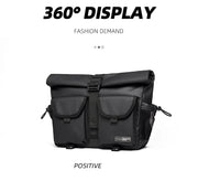 Fashion Casual Men Roll Top Shoulder Messenger Bag Large Size Outdoor Cycling Crossbody Side Bags Male Urban Trend Daypack