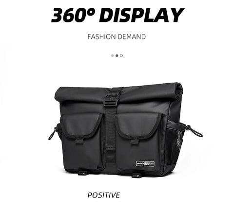 Fashion Casual Men Roll Top Shoulder Messenger Bag Large Size Outdoor Cycling Crossbody Side Bags Male Urban Trend Daypack