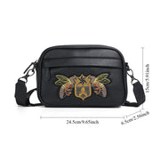 Bee Embroidery PU Men's Crossbody Shoulder Bag Commuting Satchels Waterproof PU Slide Men Bags