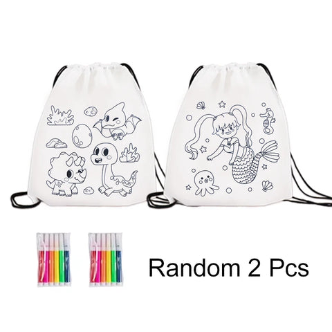 Coloring Drawstring Bags Cartoon Coloring Bags Party Drawstring Bags Birthday Party Favor DIY Party Gift Bags Backpacks