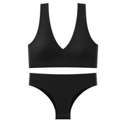 Sexy Women's Seamless Top Set, Low Waisted Underwear, Wireless Underwear, Backless Suit, Underwear, Underwear, Padded Bra Set ﻿