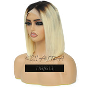 Rose Pink Short Colored Bob Human Hair Wigs Brazilian 13X4 Straight Lace Front Wigs Transparent Lace Pre Plucked Colored Wig