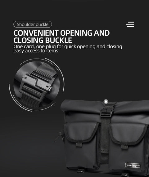 Fashion Casual Men Roll Top Shoulder Messenger Bag Large Size Outdoor Cycling Crossbody Side Bags Male Urban Trend Daypack