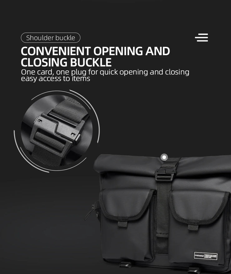 Fashion Casual Men Roll Top Shoulder Messenger Bag Large Size Outdoor Cycling Crossbody Side Bags Male Urban Trend Daypack