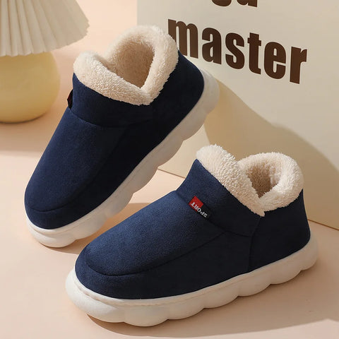 Smile PoP Winter Plush Men Cotton Shoes Warm Plush Men House Slippers Outdoor Soft Non Slip Women&
