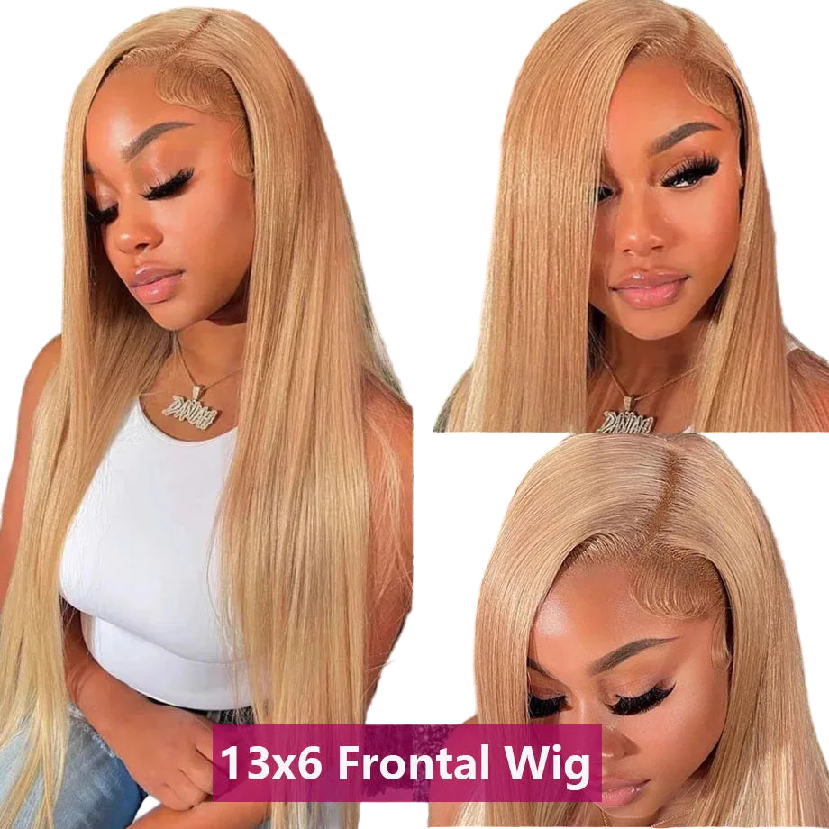 #27 Honey Blonde Wig Human Hair 13x6 HD Lace Frontal Wig 30 36 Inch Straight Human Hair Wigs For Women Brazilian 13x4 Lace Wig