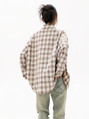 Women's Elegant Blouse Cotton Plaid Shirts Jackets Middle-aged Fashion Women's Clothing 2024 Sales Couples Shirts and Blouses