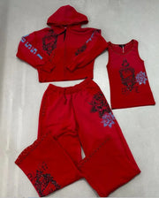2025 European and American women's clothing, fashionable and casual women's printed hoodie suits and sportswear