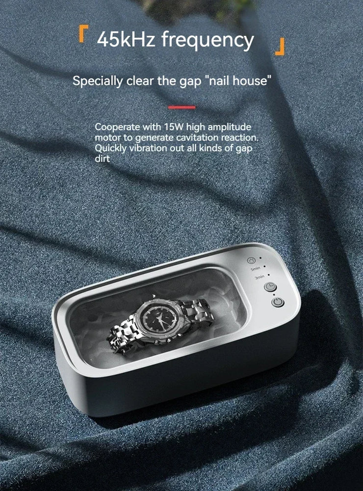 Electric Ultrasonic Glasses Cleaner, 3-Speed Vibrating Machine for Jewelry, Watches, and Contact Lenses